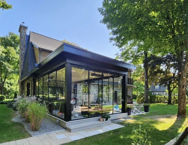 solarium 3 saisons AIKA - rideaux en verre