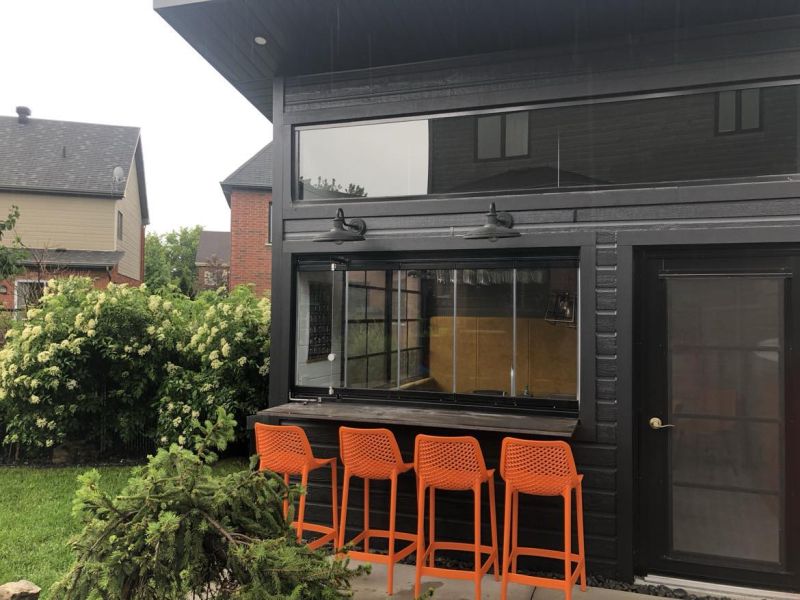 Rideaux en verre type bar